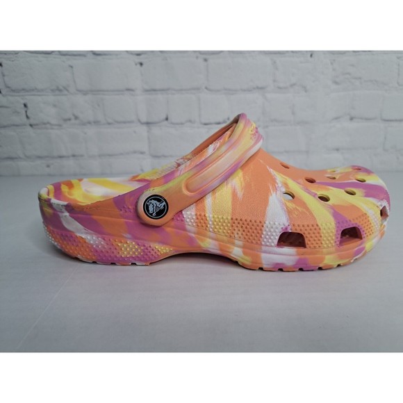 CROCS Shoes - Crocs Classic Marbled Clogs | Tie Dye Crocs Size M8 W10 Orange/Pink